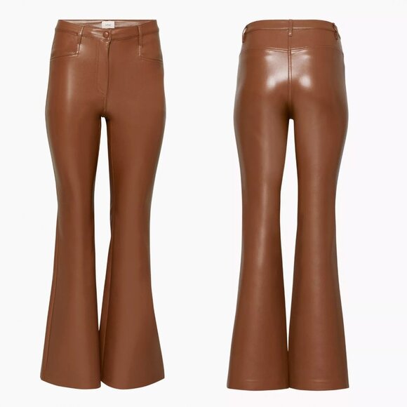 Wilfred Aritzia Beatrix Pants in Cognac Vegan Faux Leather Flared Pants 6 $148 - Picture 16 of 16